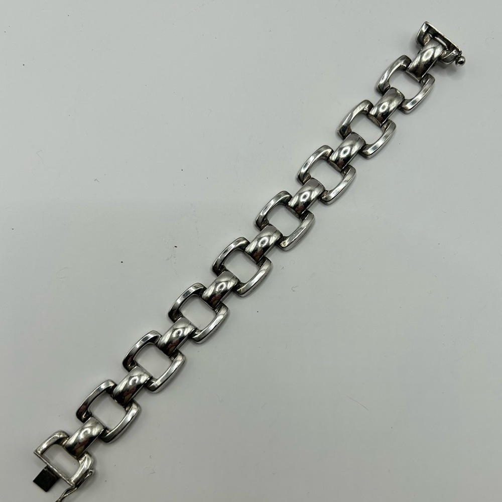 Vintage 1980’s  925 Sterling Silver Puff Link Bracelet